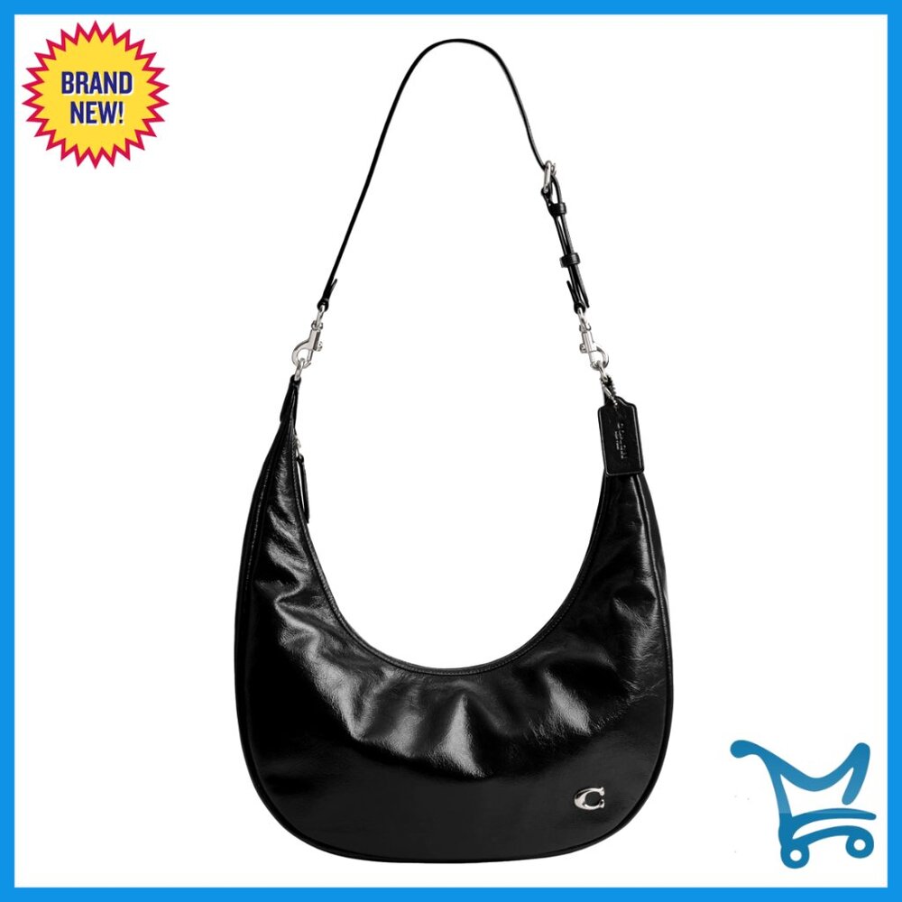 Glazed Leather Crossbody Hobo Bag With Detachable Handle